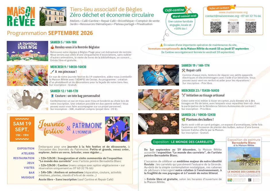 Programmation Maison RêVée - Septembre 2026